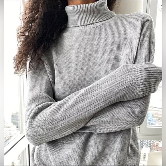 Aritzia Tna York Turtleneck Sweater Gray Women’s Size S Knit Pullover Cozy Chic - Picture 5 of 7